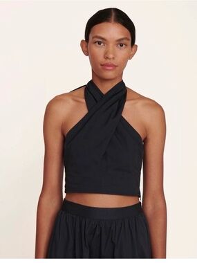 STAUD Black Twisted Halter Crop Top
